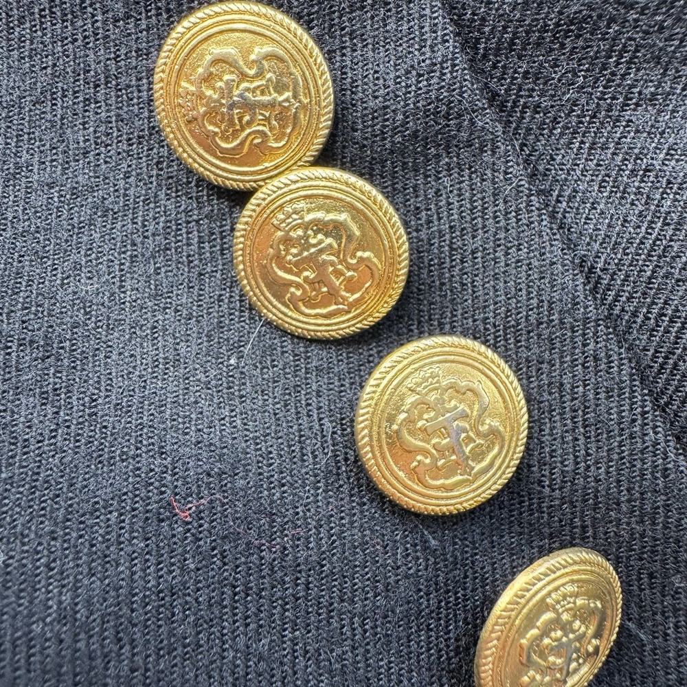 Talbots Size‎ 10 Black Blazer Single Gold Button 100% Wool Career Office Jacket - Picture 3 of 9